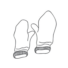 Winter warm clothes. Wardrobe. Knitted mittens.