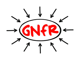 GNFR - Goods Not For Resale acronym text with arrows, business concept for presentations and reports