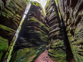 Impressive rock formations in Berdorf forest