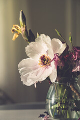 spring flowers in the glass vase