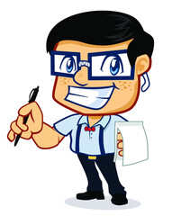 geek mascot cartoon in vector