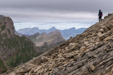 Mountaineer on the descent from the top of Aspe