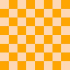 Checkerboard 8 by 8. Orange and Apricot colors of checkerboard. Chessboard, checkerboard texture. Squares pattern. Background.
