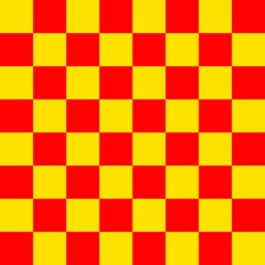 Checkerboard 8 by 8. Red and Yellow colors of checkerboard. Chessboard, checkerboard texture. Squares pattern. Background.