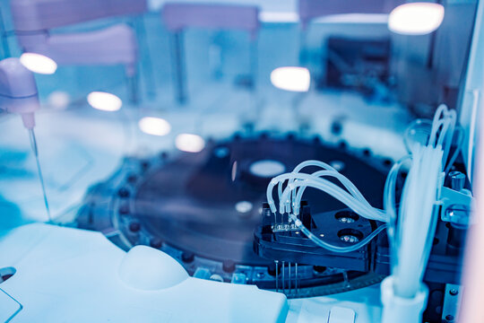 Vaccine testing and production. A part of the medial machine for vaccine production.