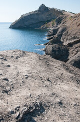 Landscape view of Kapchik cape and Dark Blue bay in the morning light, Crimea, Russia