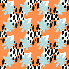 Abstract of seamless patterns with leaves and geometric shapes. Abstract pattern. Floral seamless design. Fashionable template for design. Design template.Design element. Summer background. 