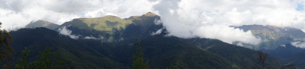 Mountain landscape. Rosa Khutor. Krasnaya Polyana. Russia. Sochi. Autumn 2021.