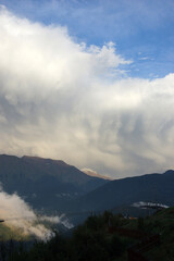 Mountain landscape. Rosa Khutor. Krasnaya Polyana. Russia. Sochi. Autumn 2021.