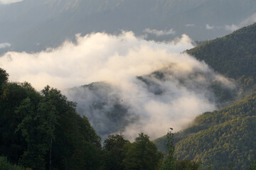 Mountain landscape. Rosa Khutor. Krasnaya Polyana. Russia. Sochi. Autumn 2021.