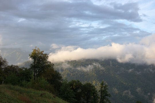 Mountain landscape. Rosa Khutor. Krasnaya Polyana. Russia. Sochi. Autumn 2021. © Olga Tkacheva