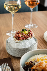 tuna tartar in the restaurant