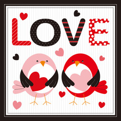 valentine day card with a couple of birds