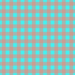 Plaid pattern. Cyan on Salmon color. Tablecloth pattern. Texture. Seamless classic pattern background.