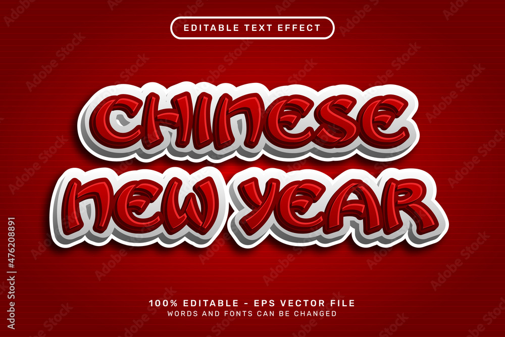 Poster chinese new year 3d text effect and editable text effect