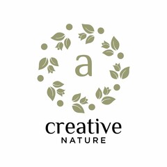 Logo icon vector, beautiful rose flower round luxury design