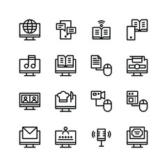 E-learning related line icons collection. Editable stroke.