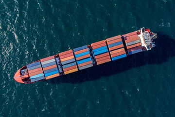 Top view of a container ship.