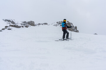 Fototapeta na wymiar Southside shutes skiing in the Canadian Rocky Mountains, near Banff, Alberta