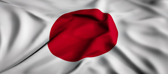 Waving flag concept. National flag of Japan. Waving background. 3D rendering.