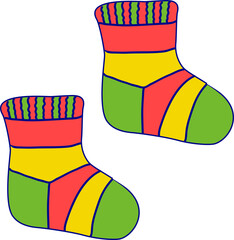 Children's multi-colored socks. Vector drawing easily editable.