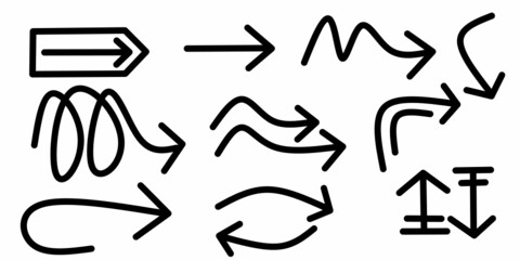 set of black arrows collection mini pack for education svg vector