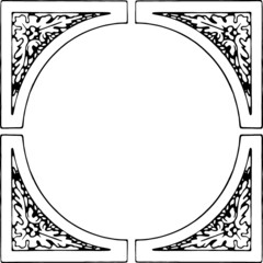 Ornate decorative frame retro vintage monochromatic illustration 