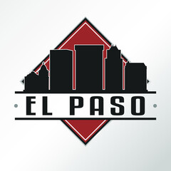 El Paso, TX, USA Skyline Logo. Adventure Landscape Design Vector Illustration.