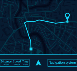 Map gps navigator. Navigate app with ui for city, route and street. Dashboard with satellite, location and roadmap. Interface for navigation, running and analytics. Vector