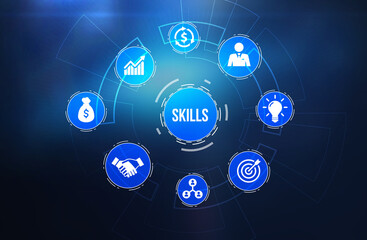Internet, business, Technology and network concept.Coach motivation to skills improvement. Education concept. Training. Leadership skills. Human abilities. 3d illustration.