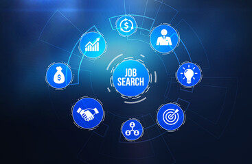 Internet, business, Technology and network concept.Job Search human resources recruitment career. 3d illustration.