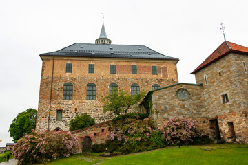 Fortress and castle Akershus in summer in Oslo, Norway. 

