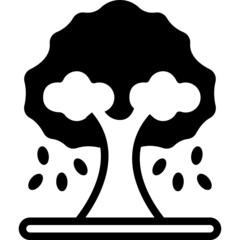 autumn tree solid line icon