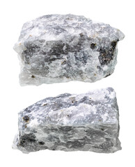 set of melilitolite rocks cutout on white