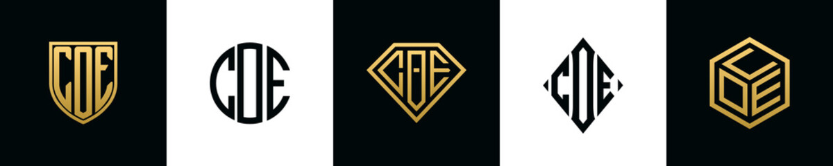 Initial letters COE logo designs Bundle - obrazy, fototapety, plakaty