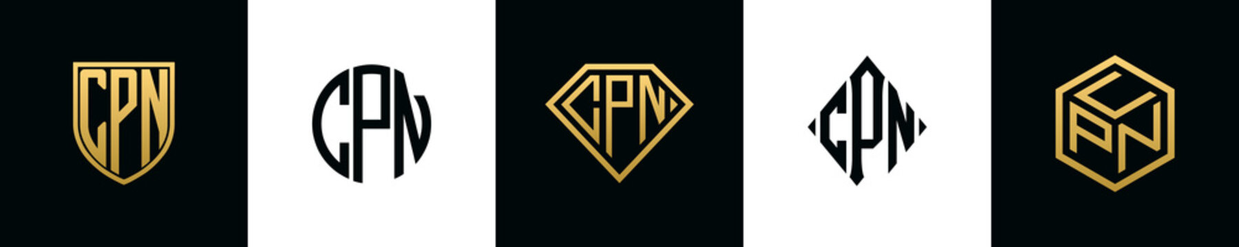 Initial letters CPN logo designs Bundle