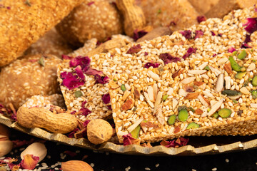 Winter Delicacy Makar Sankranti Or Lohri Mithai Gulab Gajak, Pista Gazak, Til Patti Or Papdi, Til Laddu Or Ladoo, Revdi And Rewri Is Made Of Tilgul, Mungfali, Sesame Seed, Jaggery Gud, Badam And Pista