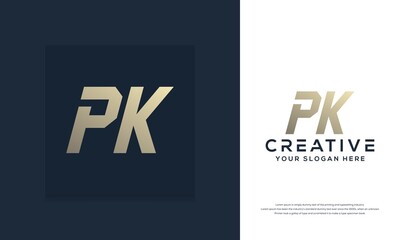 modern monogram initial letter P K logo template - obrazy, fototapety, plakaty