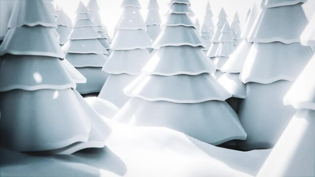 Weihnachtliche Winterlandschaft mit schneebedeckten Tannen