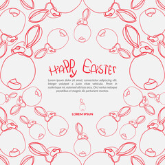 Fototapeta premium Card happy easter with art line rabbit.