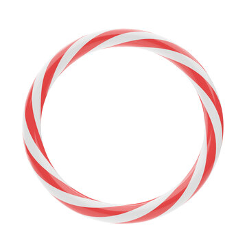 Circle frame made from candy cane lollipop. isolated on white background. 3d render
