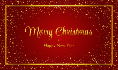 MERRY CHRİSTMAS AND HAPPY NEW YEAR ON RED BACKGROUND