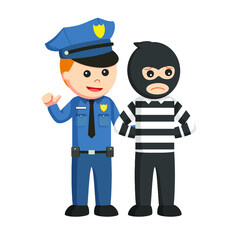 police Caught Thief design character on white background