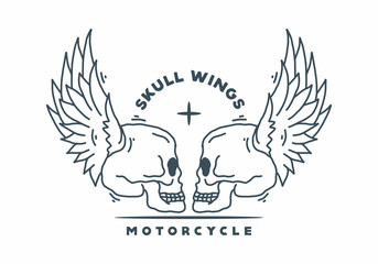 Skull with wings vintage illustration