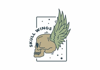 Skull with wings vintage illustration