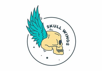 Skull with wings vintage illustration