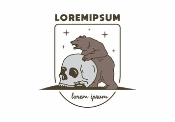 Bear and skull vintage illustration