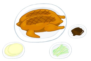 ペキンダック　Beijing duck cartoon food illustration