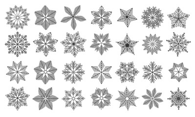 set of vector snowflakes. Element for Christmas banner, cards. New year ornament.