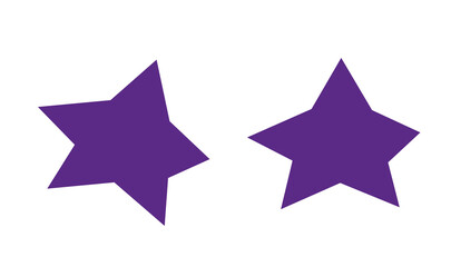 Vector flat isolated simplified illustration with two big abstract purple five-pointed stars. Concept with hand drawn geometric shapes. Minimalistic design on white background.
